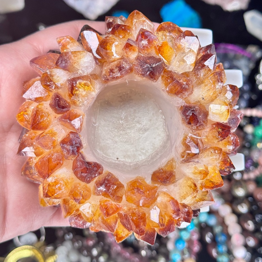 Natural Citrine Point Crystal Candle or Sphere Holder Brazil Statement Display - Picture 12 of 16